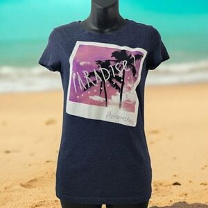 Aeropostale Tee in Navy blue size Woman's Medium with Paradise picture.